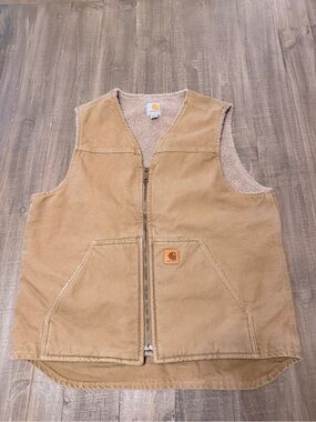 Carhartt V26 CML Brown Duck Sherpa Lined Work Vest Size Large Tall